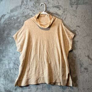 Loft Cowl Neck Poncho Cotton Blend Short Sleeve Sweater Women’s Size Medium New
